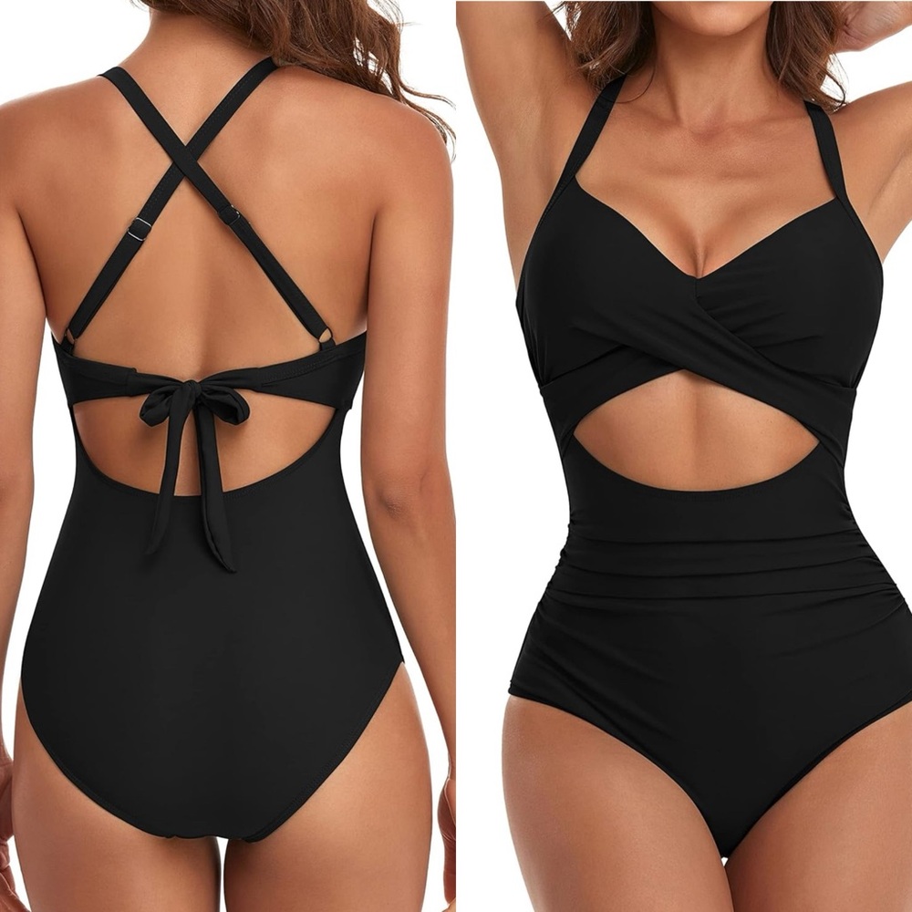 One Piece Swimsuits Tummy Control‎ Cutout High Waisted Bathing Suit Wrap …